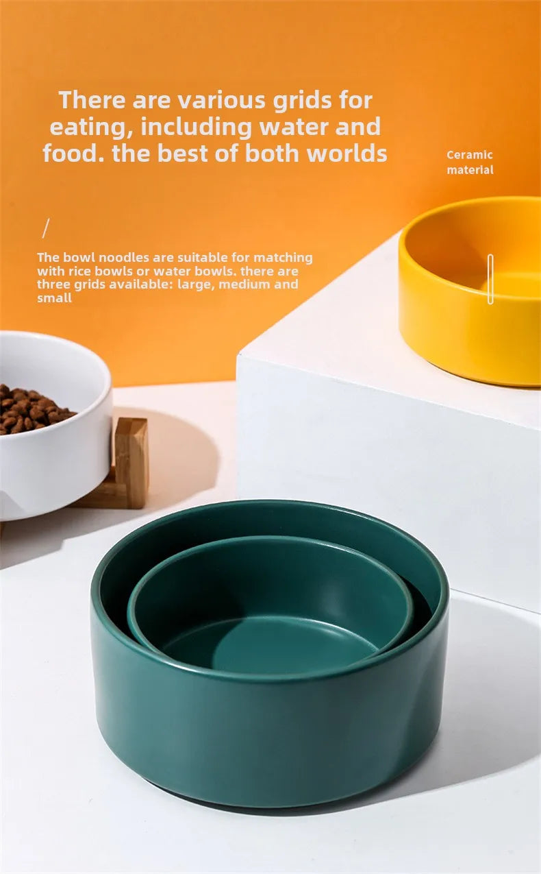 Ceramic Bowl Set with Wood Stand