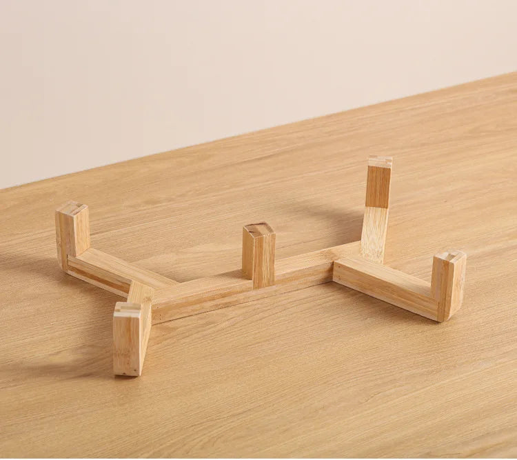 Ceramic Bowl Set with Wood Stand
