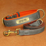 Personalized Leather Dog Collar & Leash Set