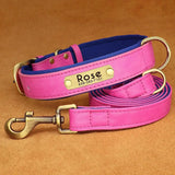 Personalized Leather Dog Collar & Leash Set